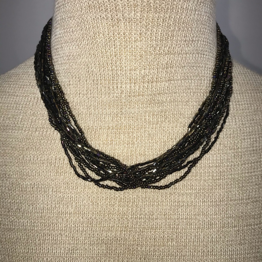Bronze Brown Seed/Tube Bead Multi Strand Necklace